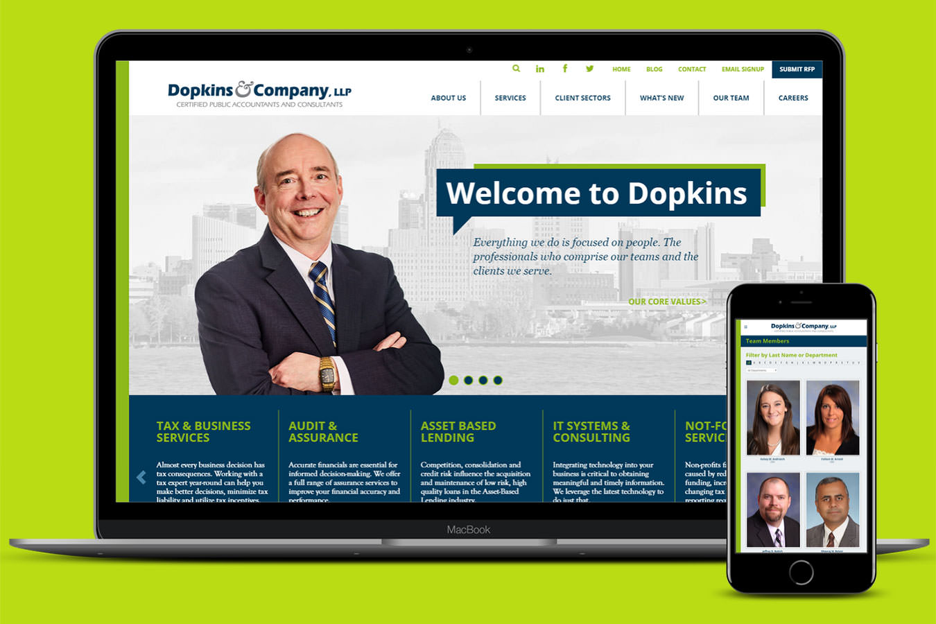 Dopkins website on laptop and smartphone