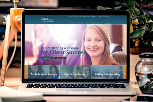 EFPR Group homepage on laptop