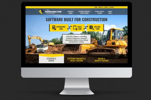 Construction Link homepage on iMac display